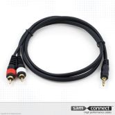 2x RCA til 3.5mm mini Jack kabel, 0.3m, han/han