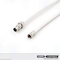 Coax RG 6 kabel, IEC til F, 3m, han/han