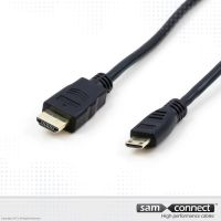 Mini HDMI til HDMI kabel, 1m, han/han