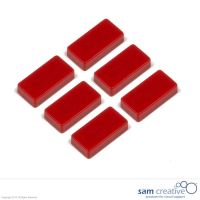 Rektangulære magneter 12x24 mm rød (6 styk)