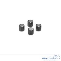 Cylinder magneter sort metallic, sæt med 4 styk